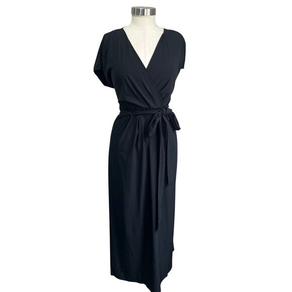 Halara Breezeful V-Neck Tie-Back Side-Pocket Midi Dress Quick Dry Sz 8 NWT - Picture 2 of 8